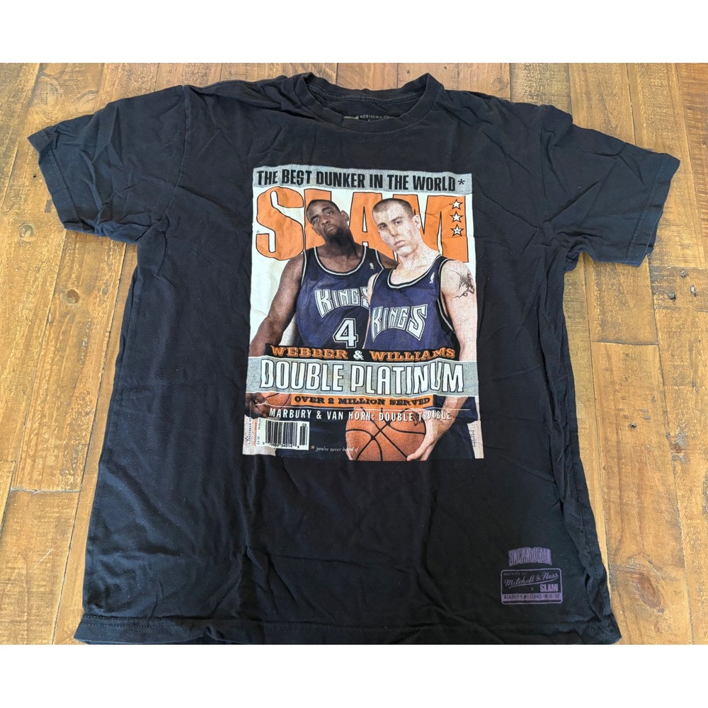 Mitchell & Ness SLAM Sacramento Kings Webber Williams T-Shirt Black Mens Large
